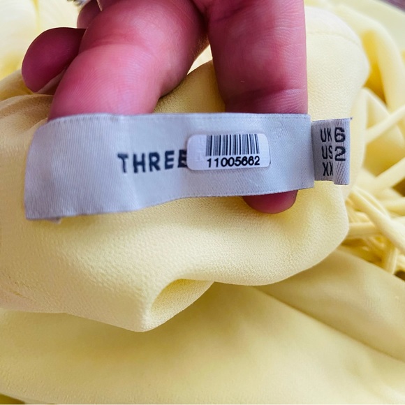 Three Floor Lemon Yellow Ruffle Chiffon Asymmetrical Flowy Sleeveless Dress Sz 2 - Picture 8 of 12